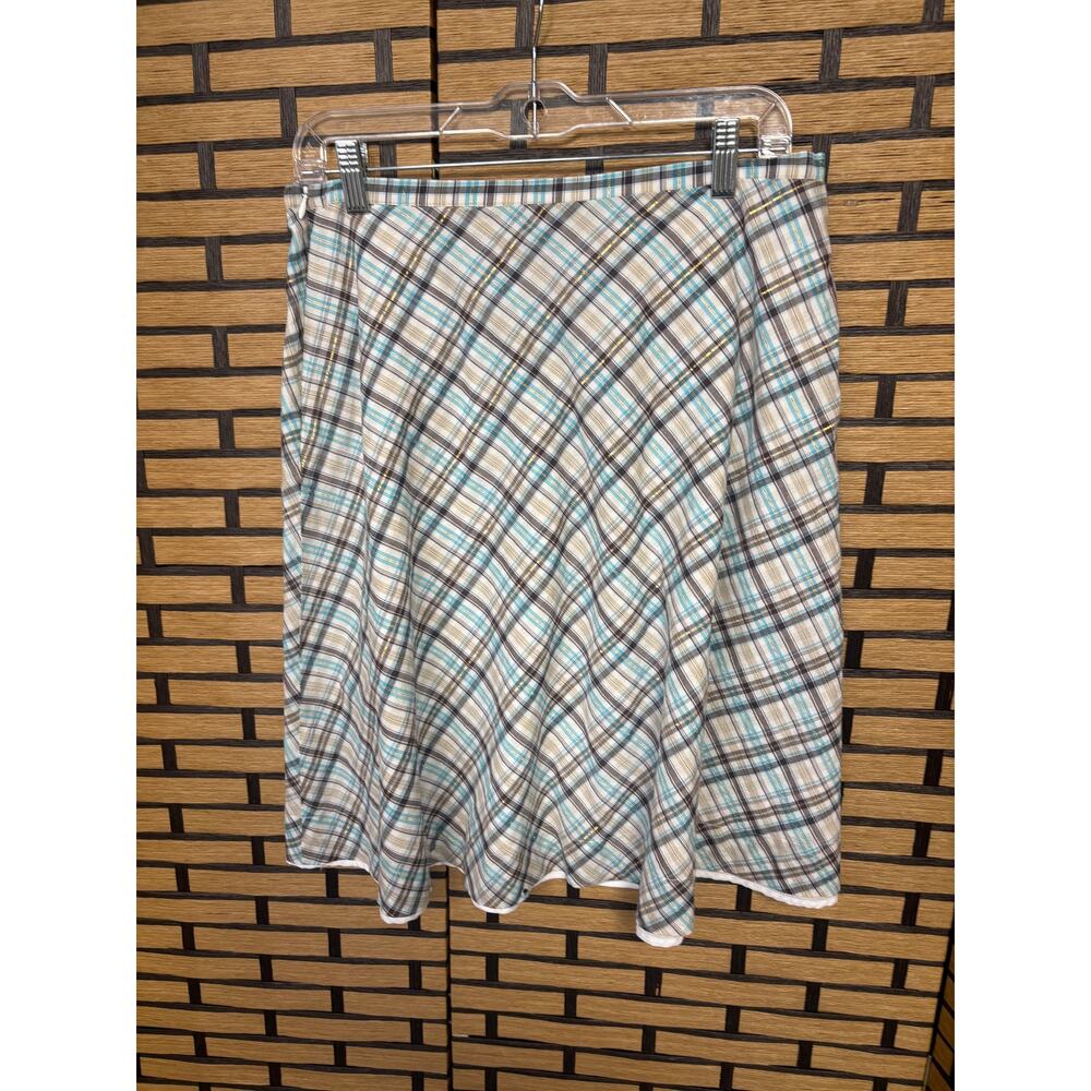 New York & Company Blue Shimmer Plaid Skirt Size 10